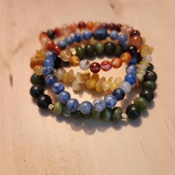 Boho Crystal Beaded Bracelet Stacking Set Of 3 - Picture 5 of 12